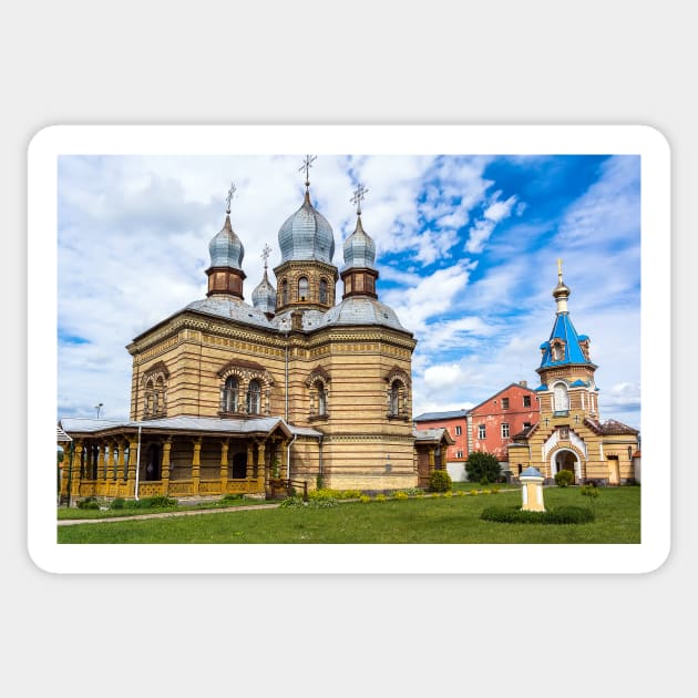 Orthodox Church against bright blue sky Sticker by lena-maximova